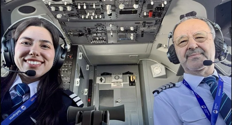 Baba pilot, son uçuşunda görevi kızına devretti