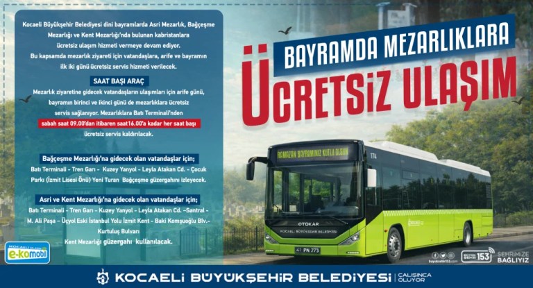 Kocaeli’de Ramazan Bayramı’nda toplu taşıma ücretsiz!