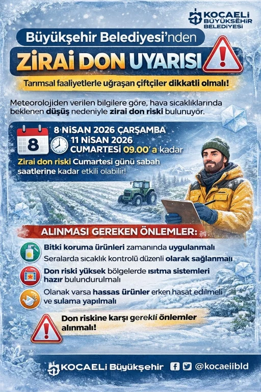 Büyükşehir’den Kocaelili üreticilere zirai don uyarısı